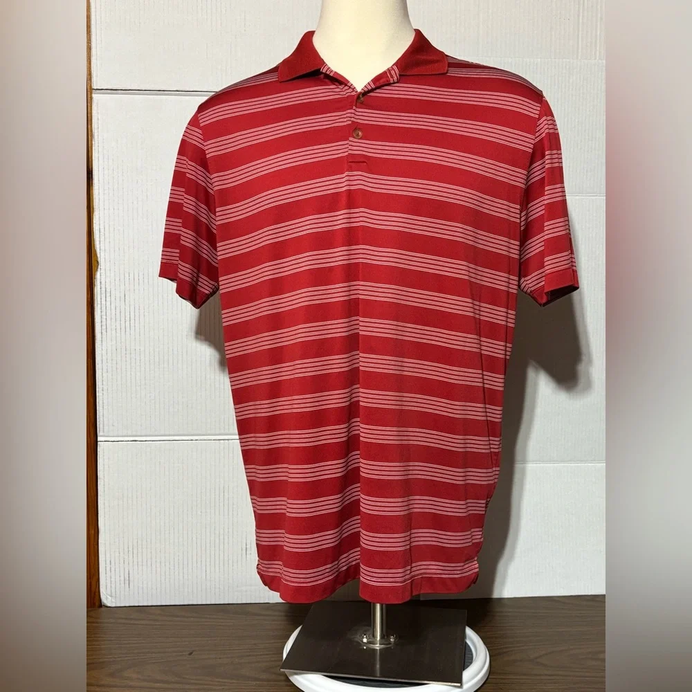 Nike Golf Tour Performance Dri-FIT Polo Size XL - Salmon & white 31” L 23” p2p